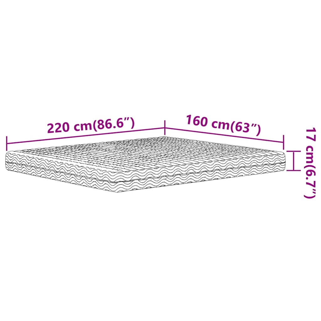 Foam mattress white 160x220 cm hardness H2 H3