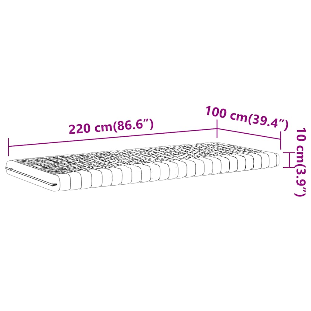 Foam mattress white 100x220 cm 7-zone hardness level 20 ILD
