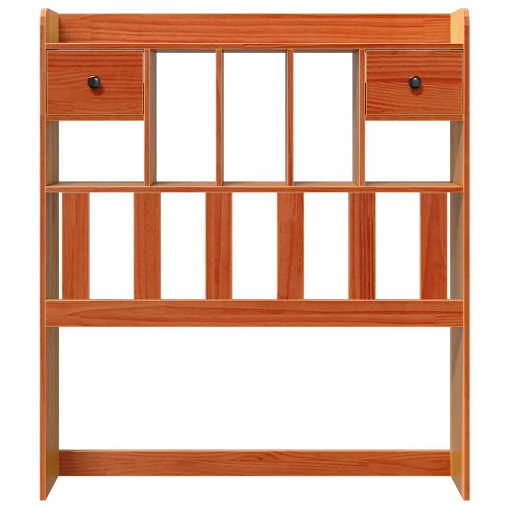 Headboard with storage space wax brown 90 cm solid pine