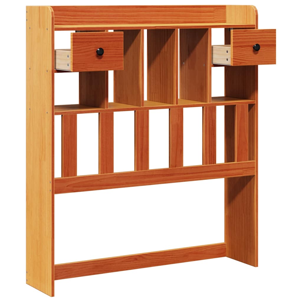 Headboard with storage space wax brown 90 cm solid pine