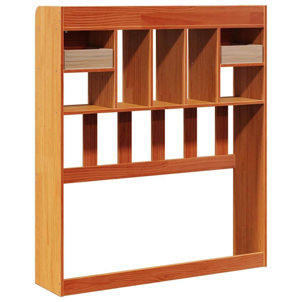 Headboard with storage space wax brown 90 cm solid pine