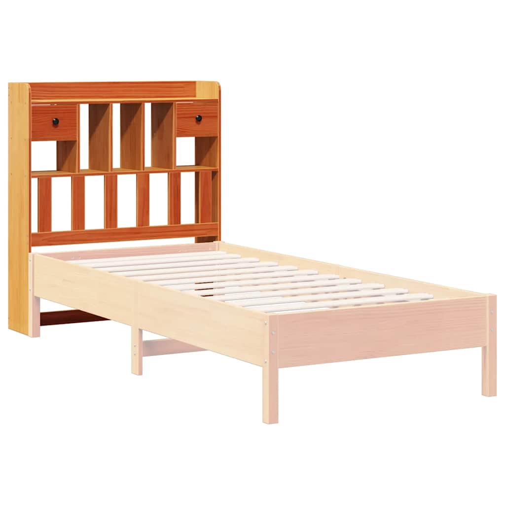 Headboard with storage space wax brown 90 cm solid pine