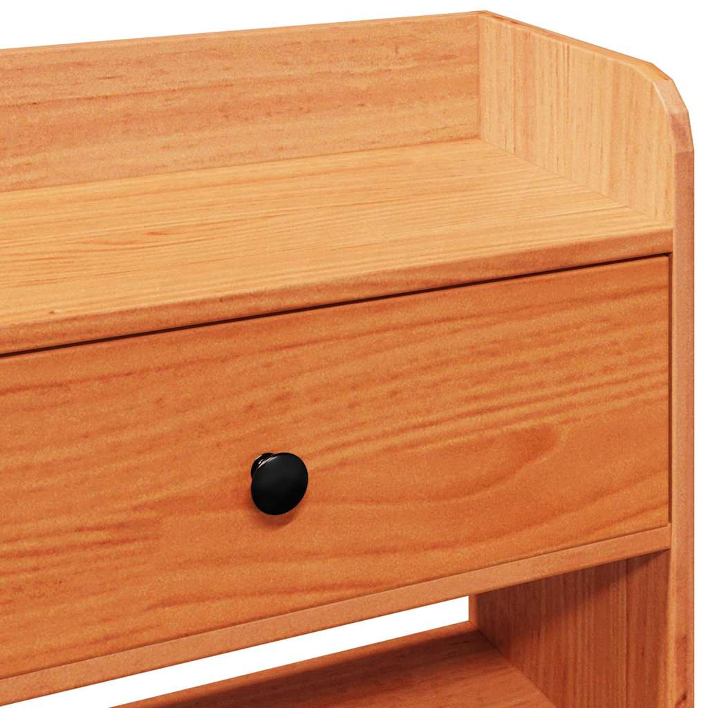 Headboard with storage space wax brown 90 cm solid pine