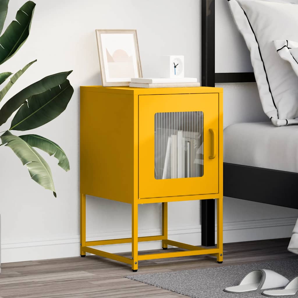 Bedside table mustard yellow 36x39x60.5 cm cold-rolled steel