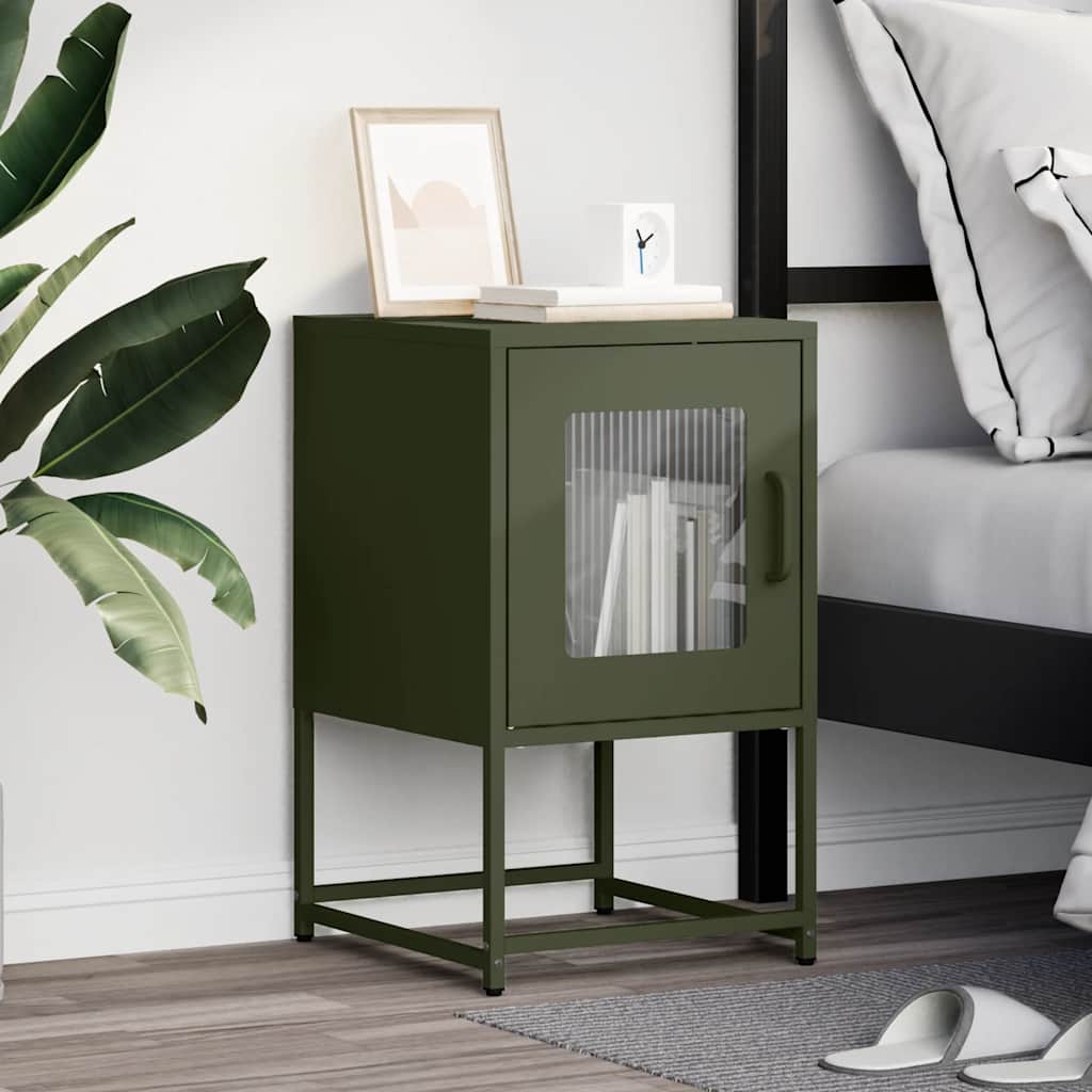 Bedside Table Olive Green 36x39x60.5 cm Cold-rolled steel