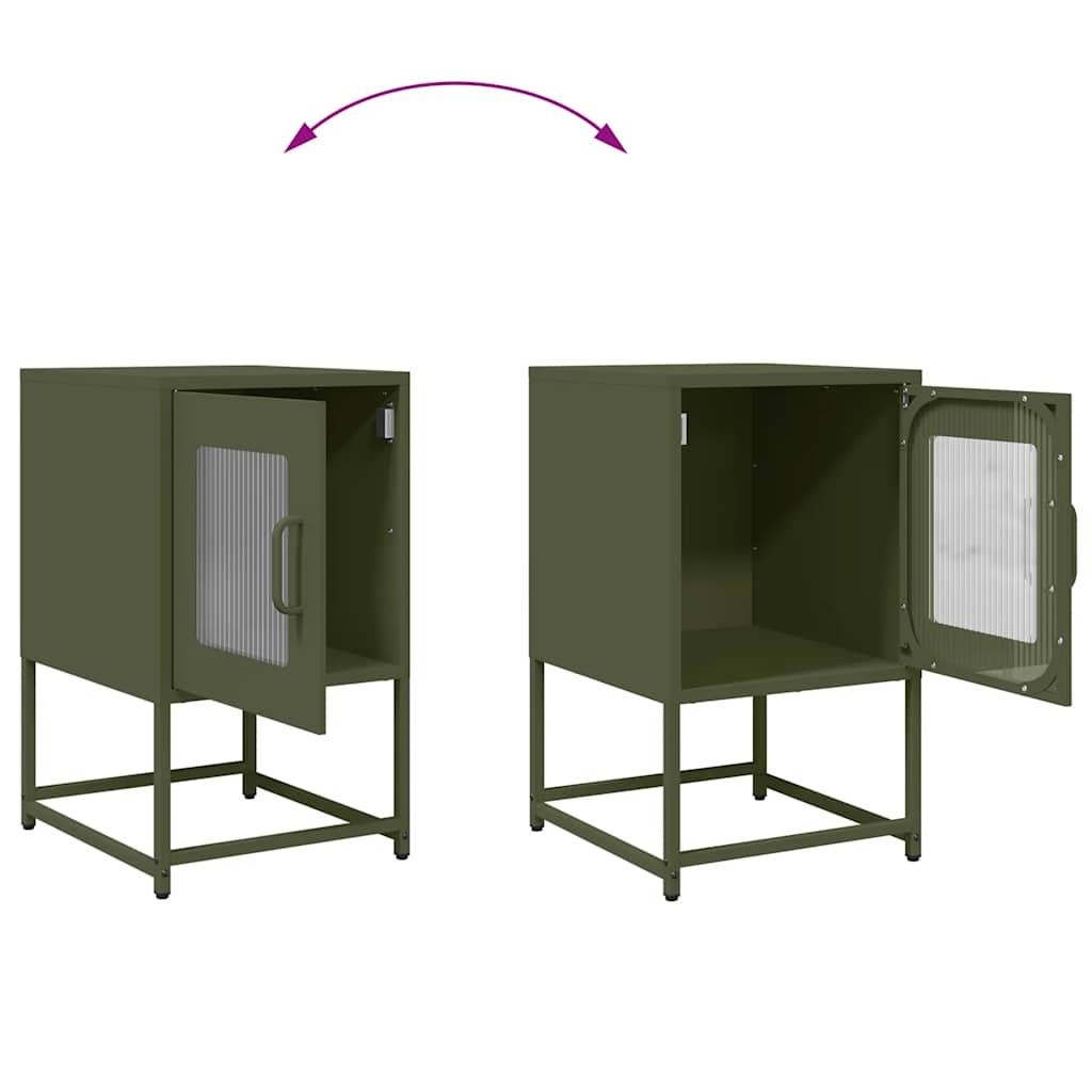 Bedside Table Olive Green 36x39x60.5 cm Cold-rolled steel