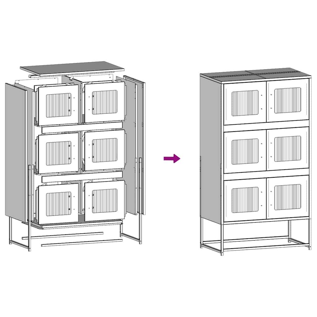 Highboard Anthrazit 68x39x123 cm Stahl