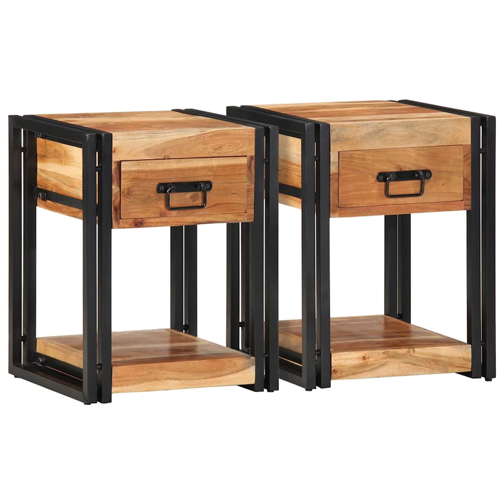 Nachttisch 2 pcs Braun 40 x 35 x 50 cm Akazie Massivholz