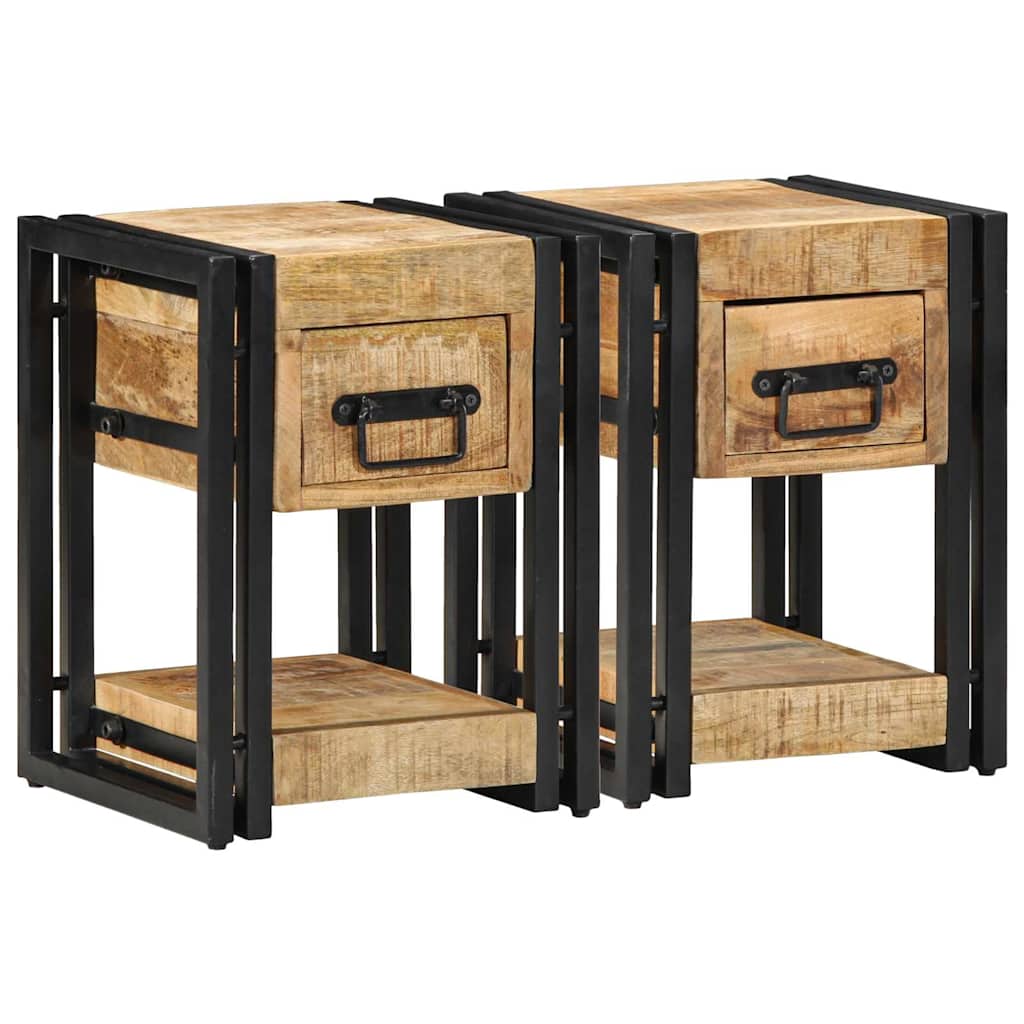 Nachttisch 2 pcs Braun 30 x 30 x 40 cm massives Mangoholz