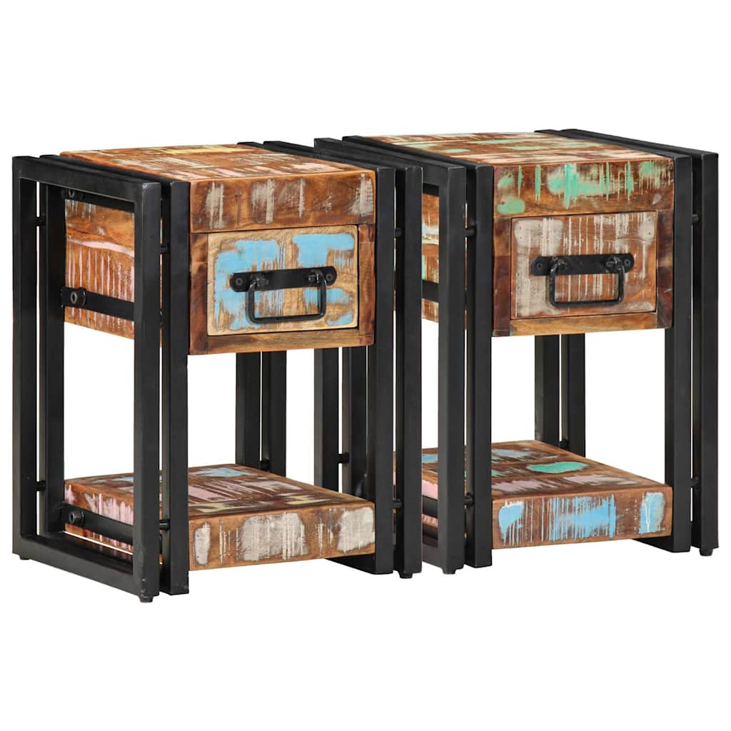 Nachttisch 2 pcs 30 x 30 x 40 cm recyceltes Massivholz