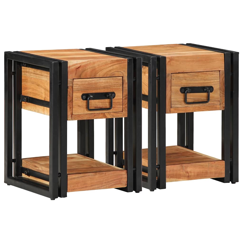 Nachttisch 2 pcs Braun 30 x 30 x 40 cm Akazie Massivholz
