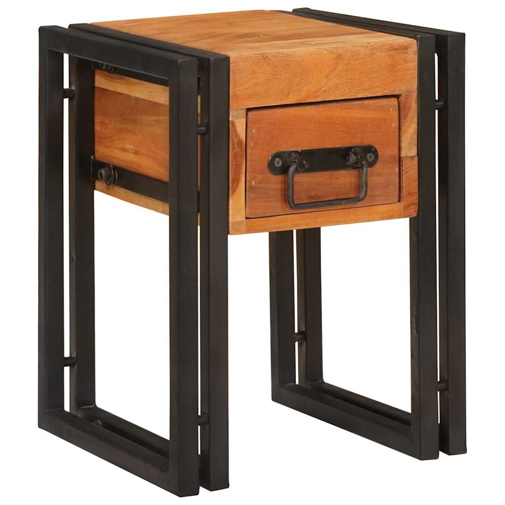 Beistelltisch 30 x 30 x 40 cm Massives Akazienholz und Metall