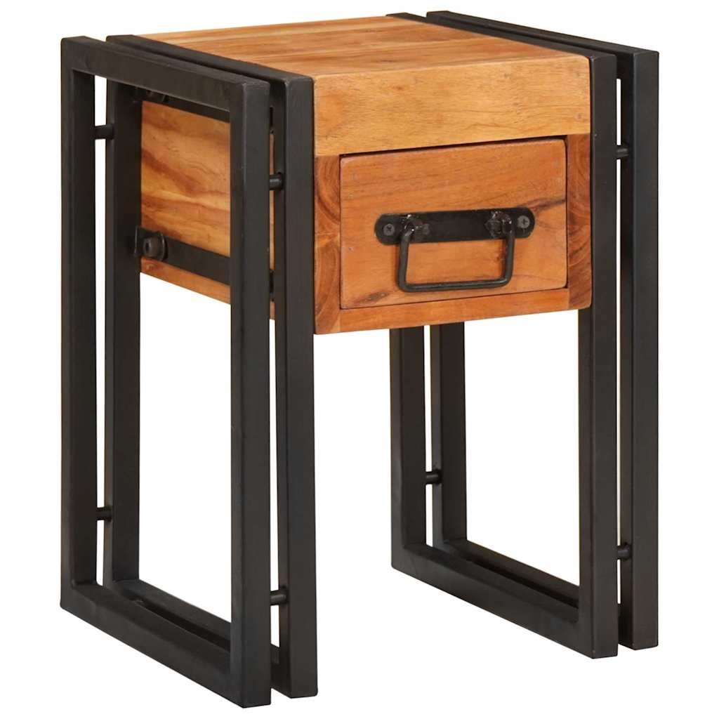 Beistelltisch 30 x 30 x 40 cm Massives Akazienholz und Metall