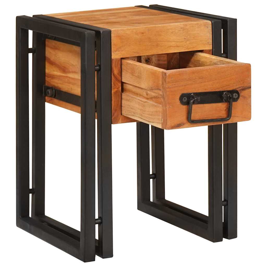 Beistelltisch 30 x 30 x 40 cm Massives Akazienholz und Metall