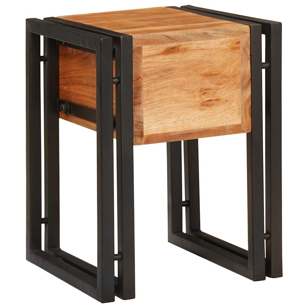 Beistelltisch 30 x 30 x 40 cm Massives Akazienholz und Metall