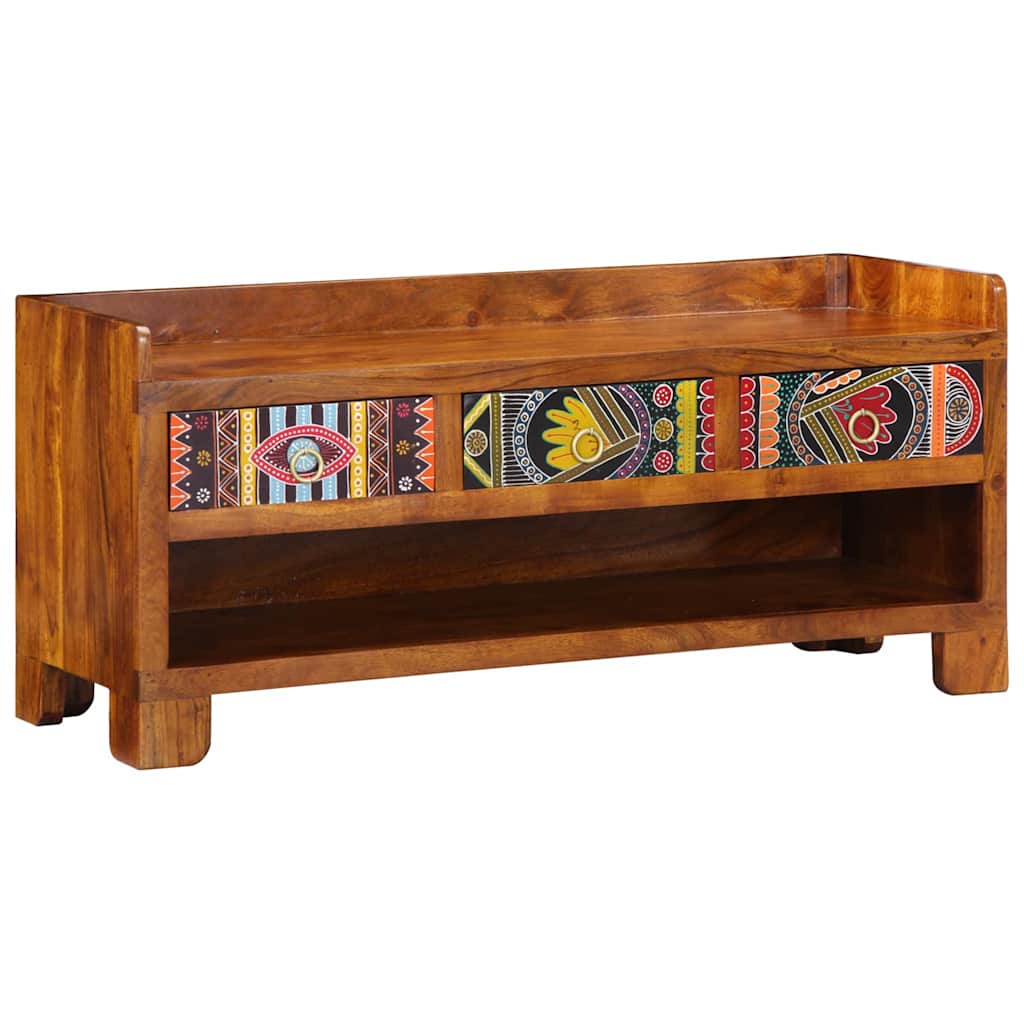 Schuhbank Mehrfarbig 100 x 35 x 45 cm Akazie Massivholz