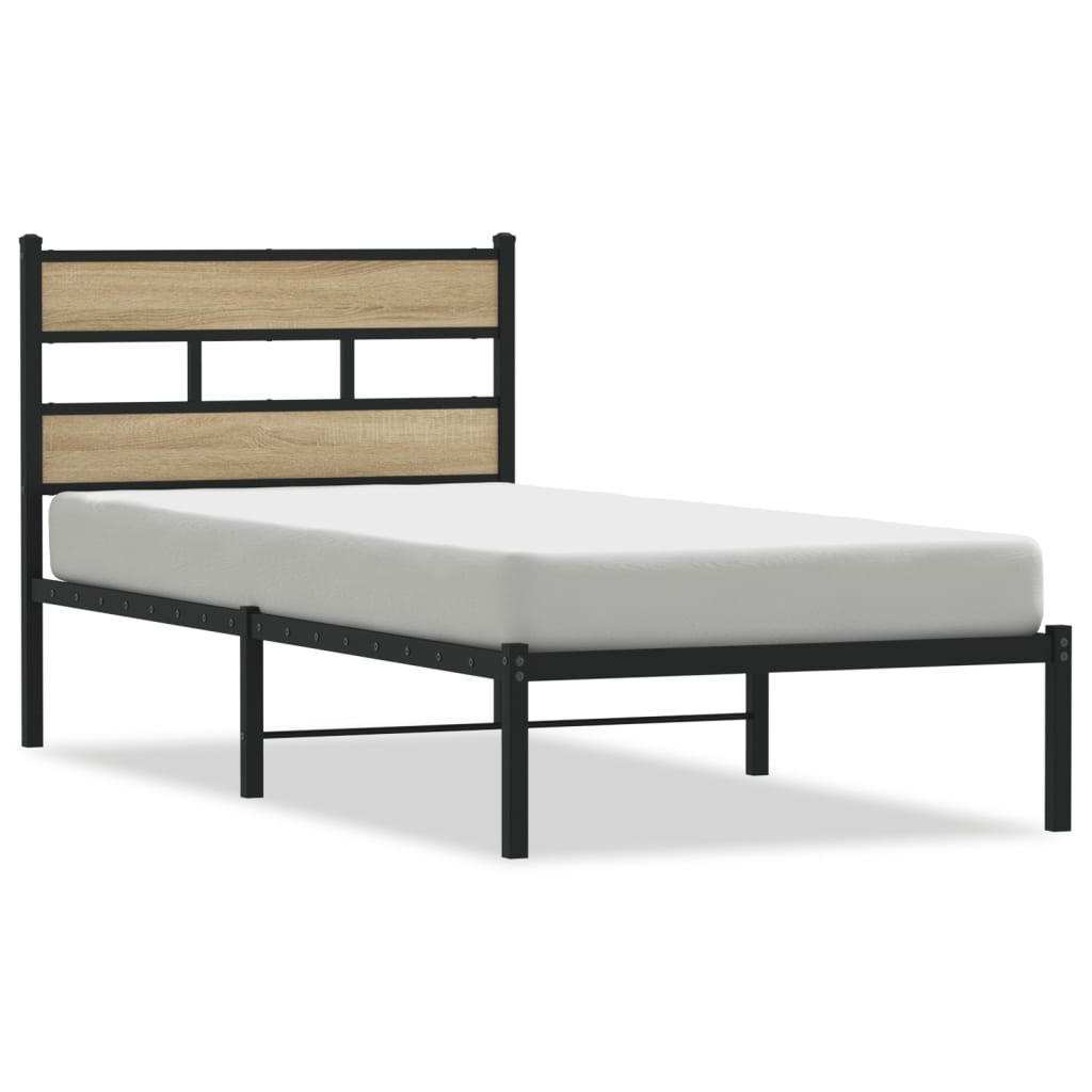 Metallbett ohne Matratze Sonoma-Eiche 80x200 cm