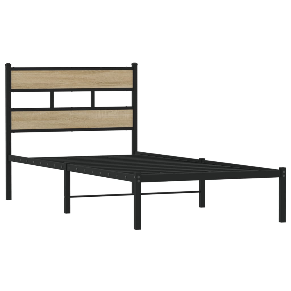 Metallbett ohne Matratze Sonoma-Eiche 90x200 cm