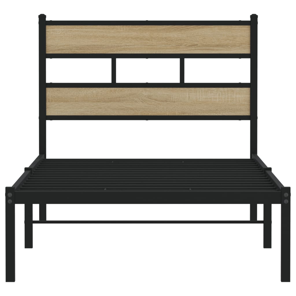 Metallbett ohne Matratze Sonoma-Eiche 90x200 cm