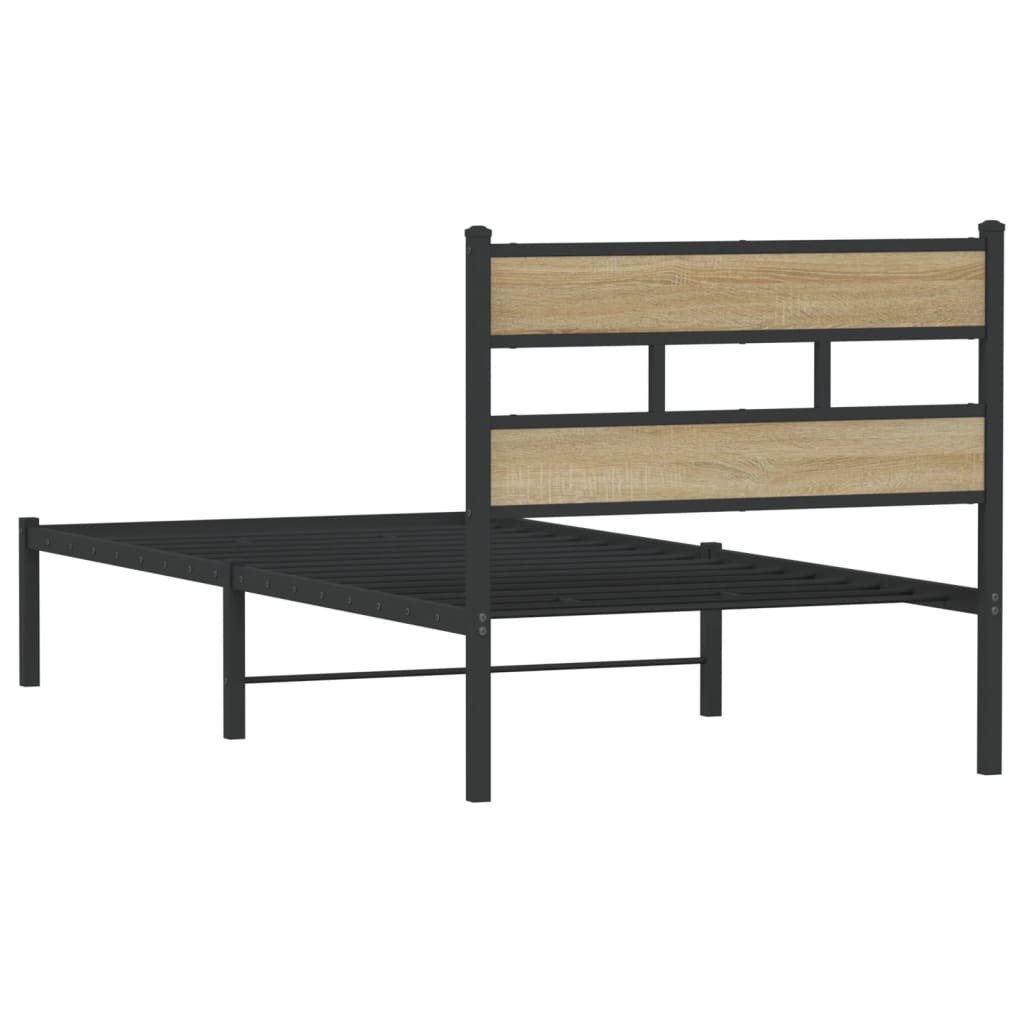 Metallbett ohne Matratze Sonoma-Eiche 90x200 cm