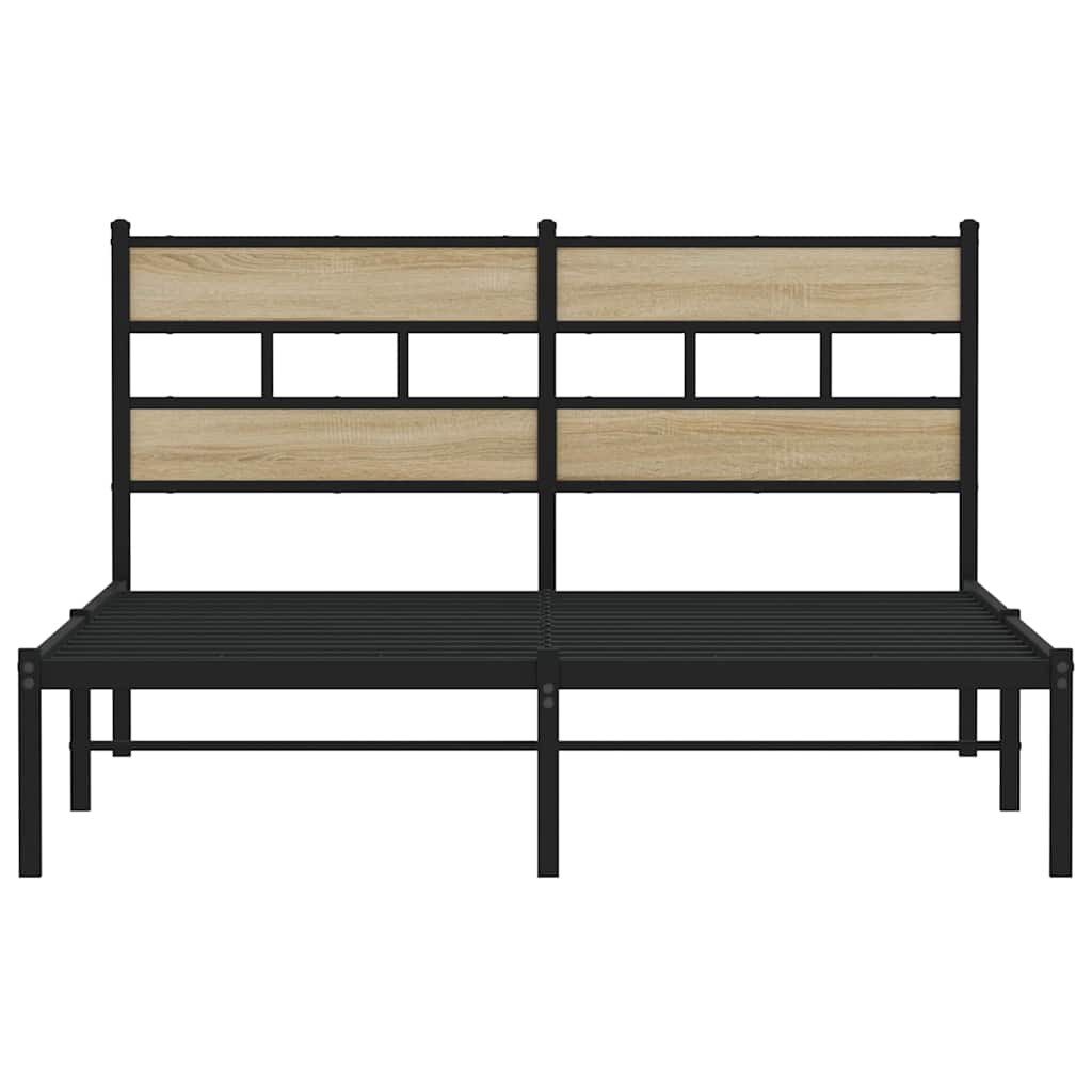 Metallbett ohne Matratze Sonoma-Eiche 135x190 cm