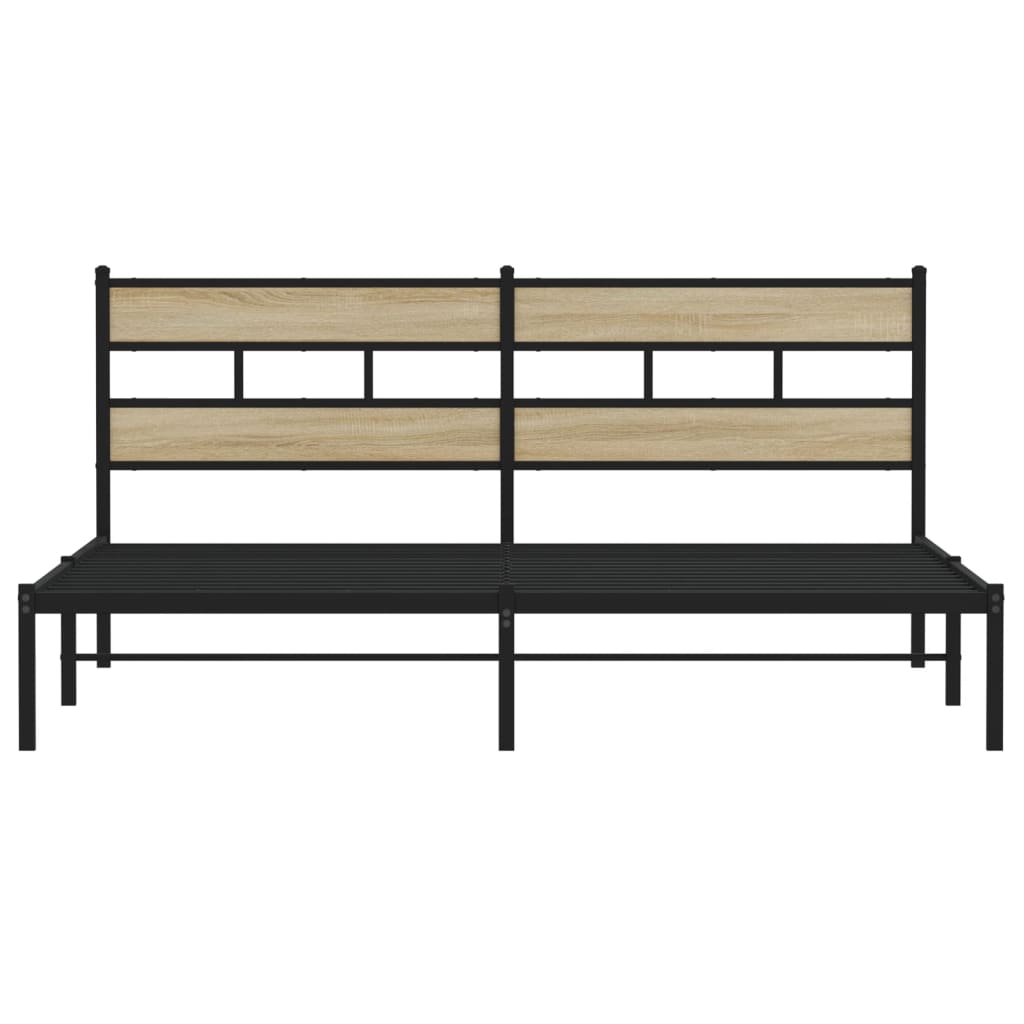 Metallbett ohne Matratze Sonoma-Eiche 183x213 cm