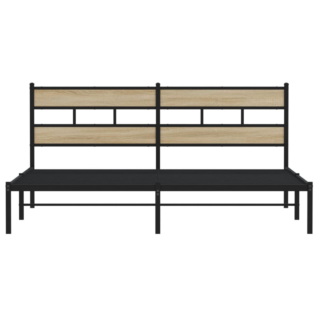 Metallbett ohne Matratze Sonoma-Eiche 193x203 cm
