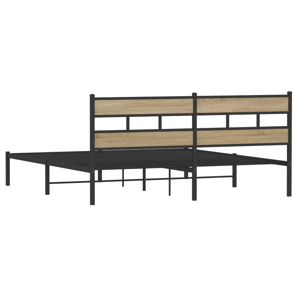 Metallbett ohne Matratze Sonoma-Eiche 193x203 cm