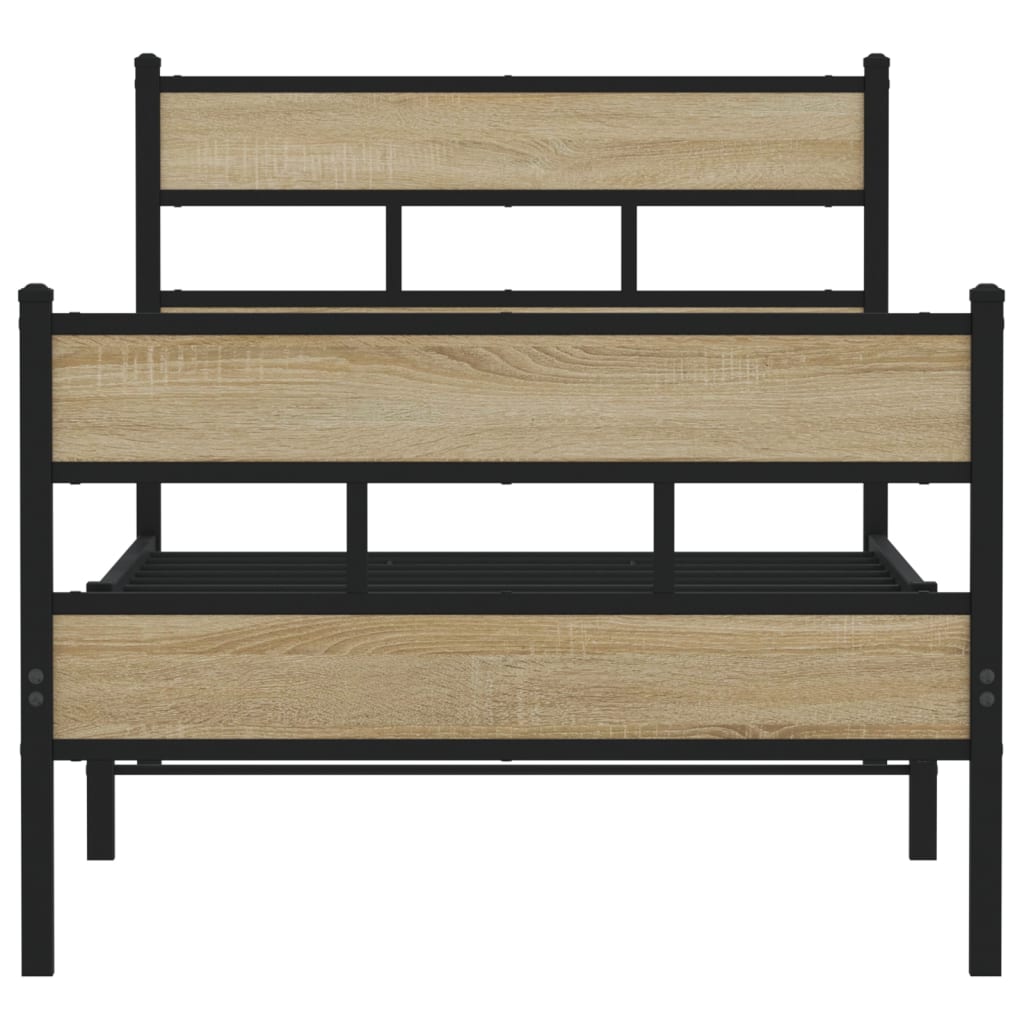 Metallbett ohne Matratze Sonoma-Eiche 80x200 cm