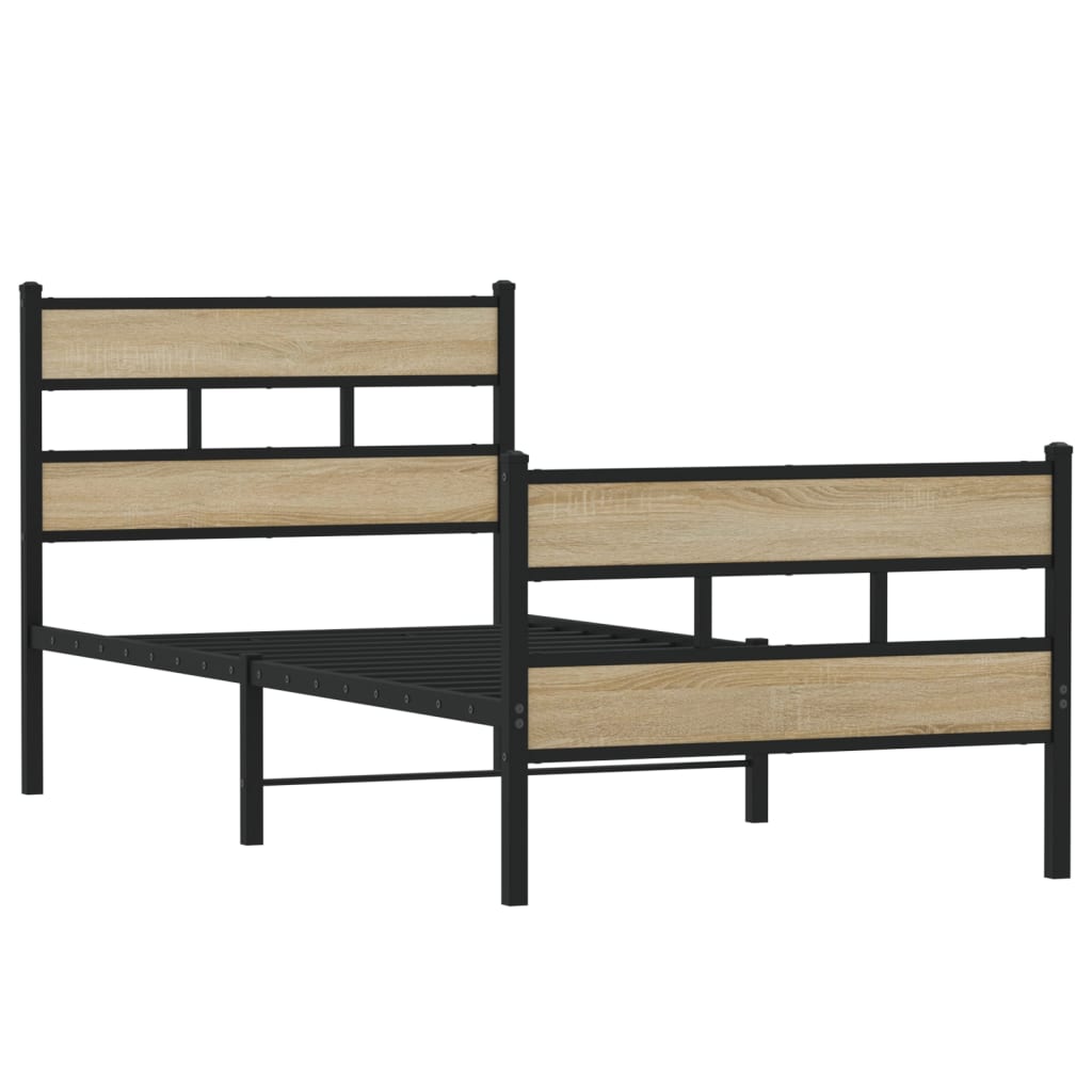 Metallbett ohne Matratze Sonoma-Eiche 90x200 cm