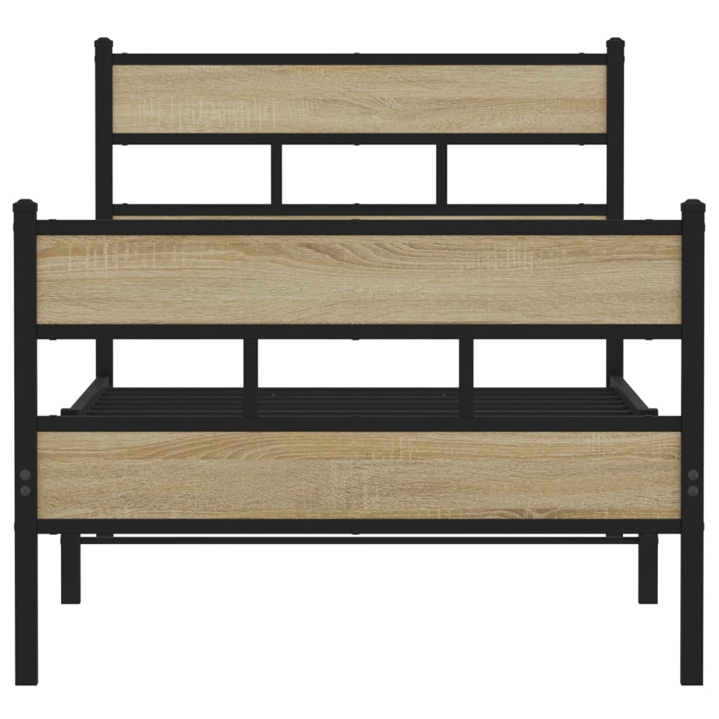 Metallbett ohne Matratze Sonoma-Eiche 107x203 cm