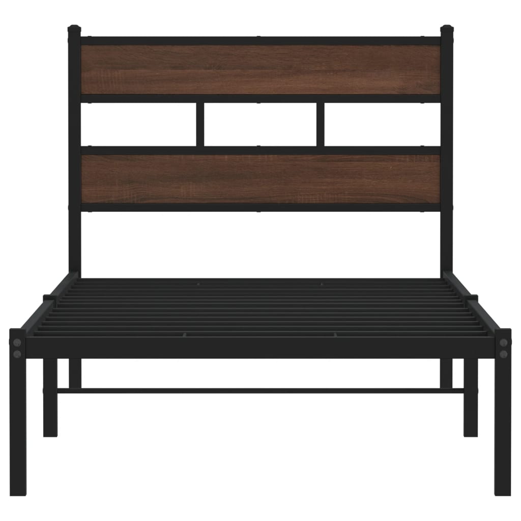 Bettgestell ohne Matratze mit Kopfteil Braun Eiche 100x190 cm