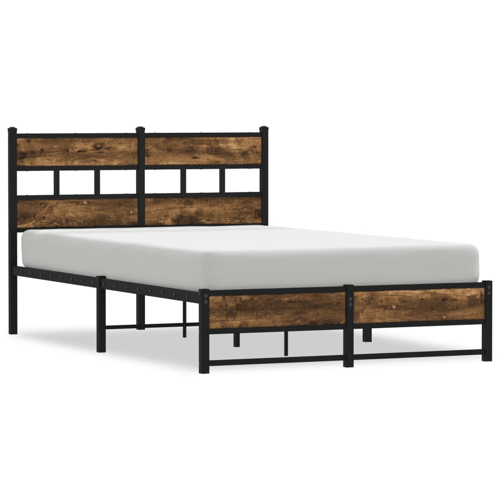 Metal bed without mattress smoked oak 120x200 cm