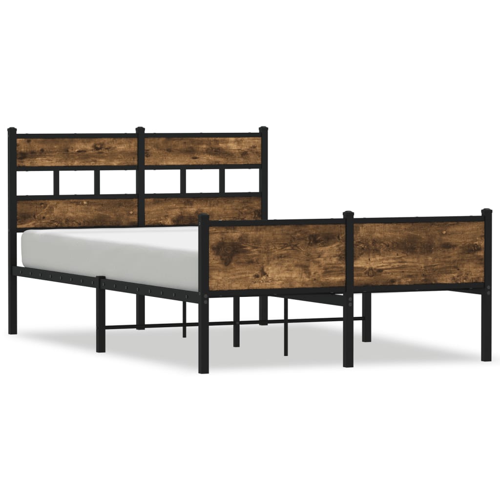 Bed frame without mattress smoked oak 120x190 cm wood material