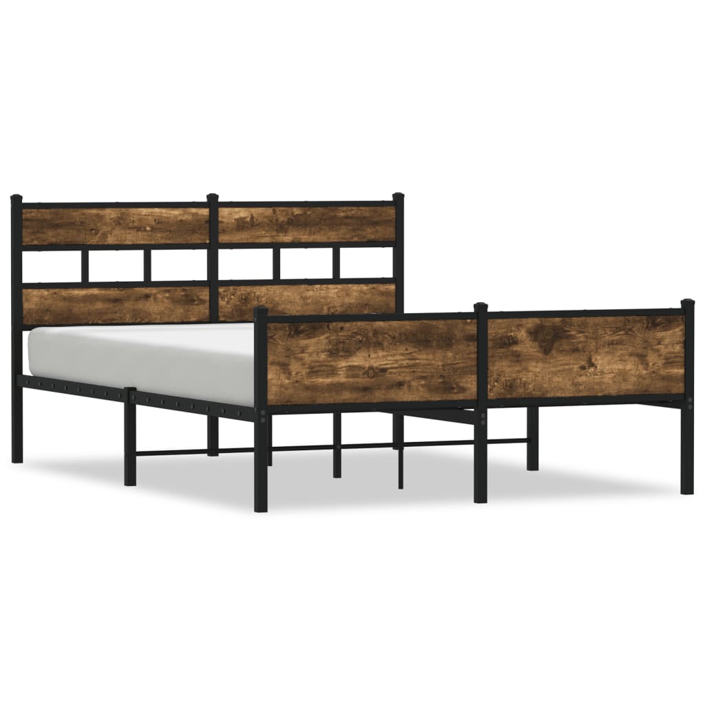 Bed frame without mattress smoked oak 140x200 cm wood material