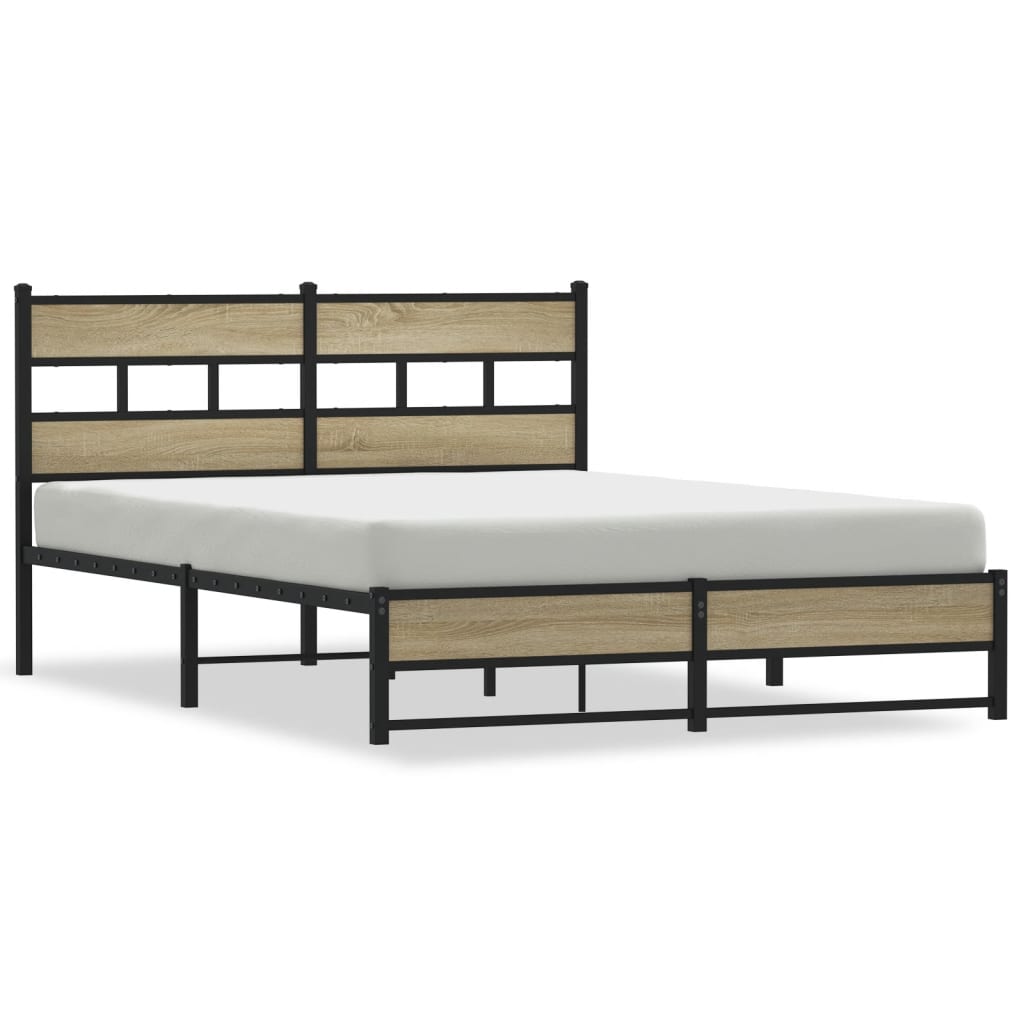 Metal bed without mattress Sonoma oak 140x200 cm