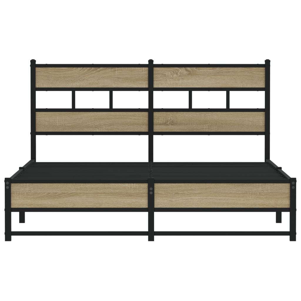 Metallbett ohne Matratze Sonoma-Eiche 150x200 cm