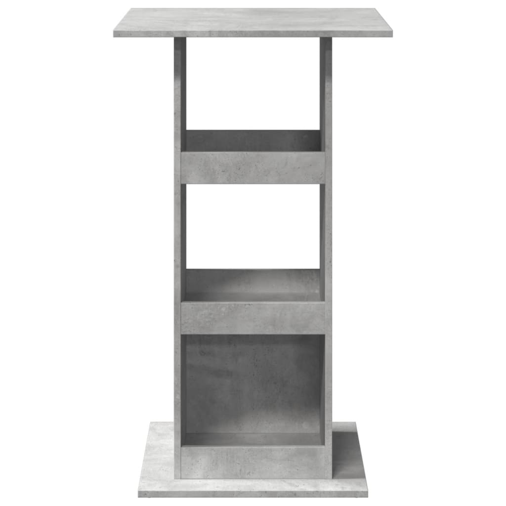Bar table with shelves concrete grey 60x60x102 cm wood material