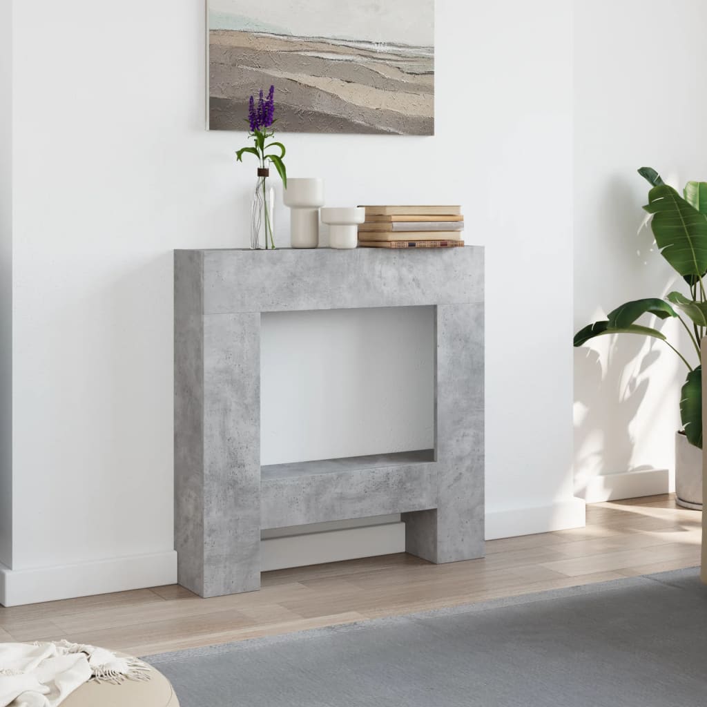 Fireplace surround concrete grey 81x18x82 cm wood material
