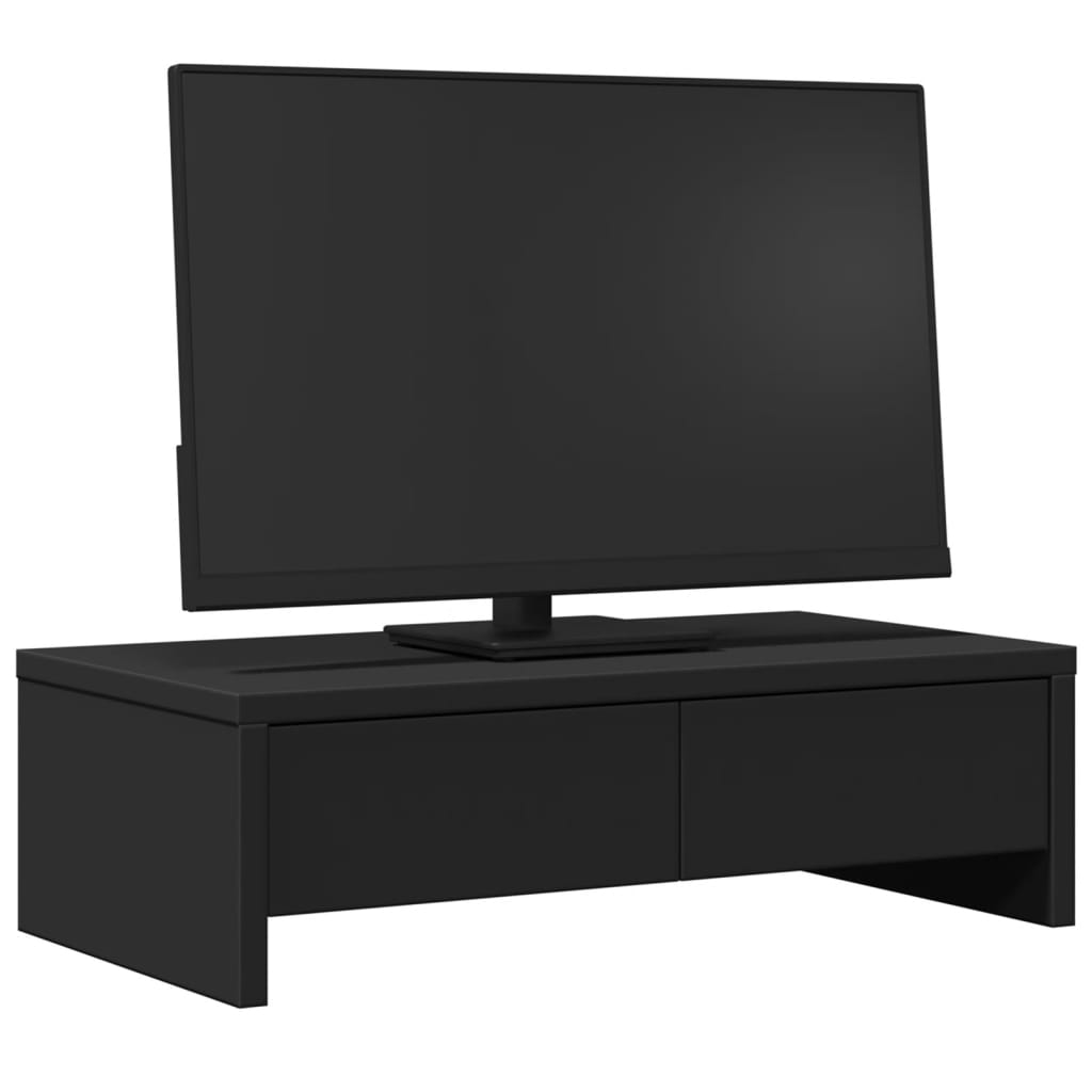 Monitor stand with drawers Black 50x27x15 cm wood material