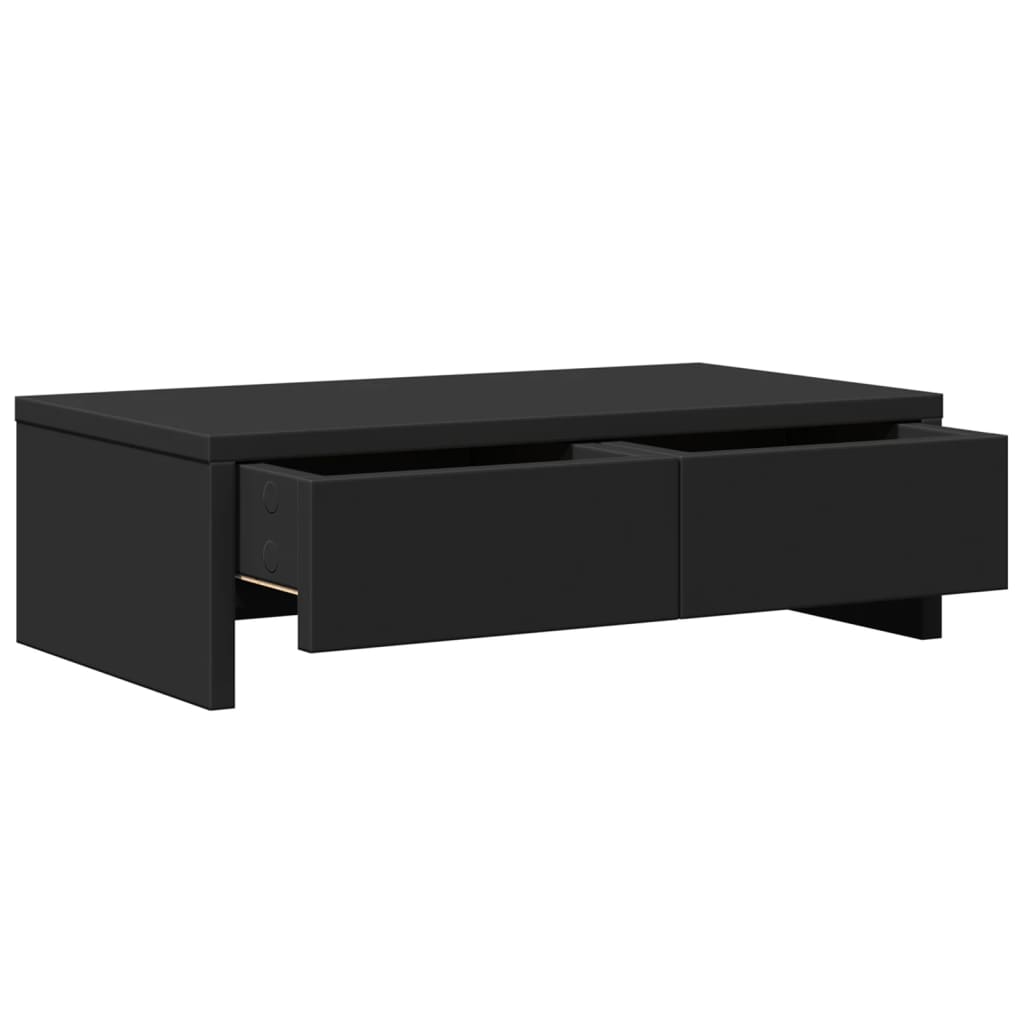 Monitor stand with drawers Black 50x27x15 cm wood material