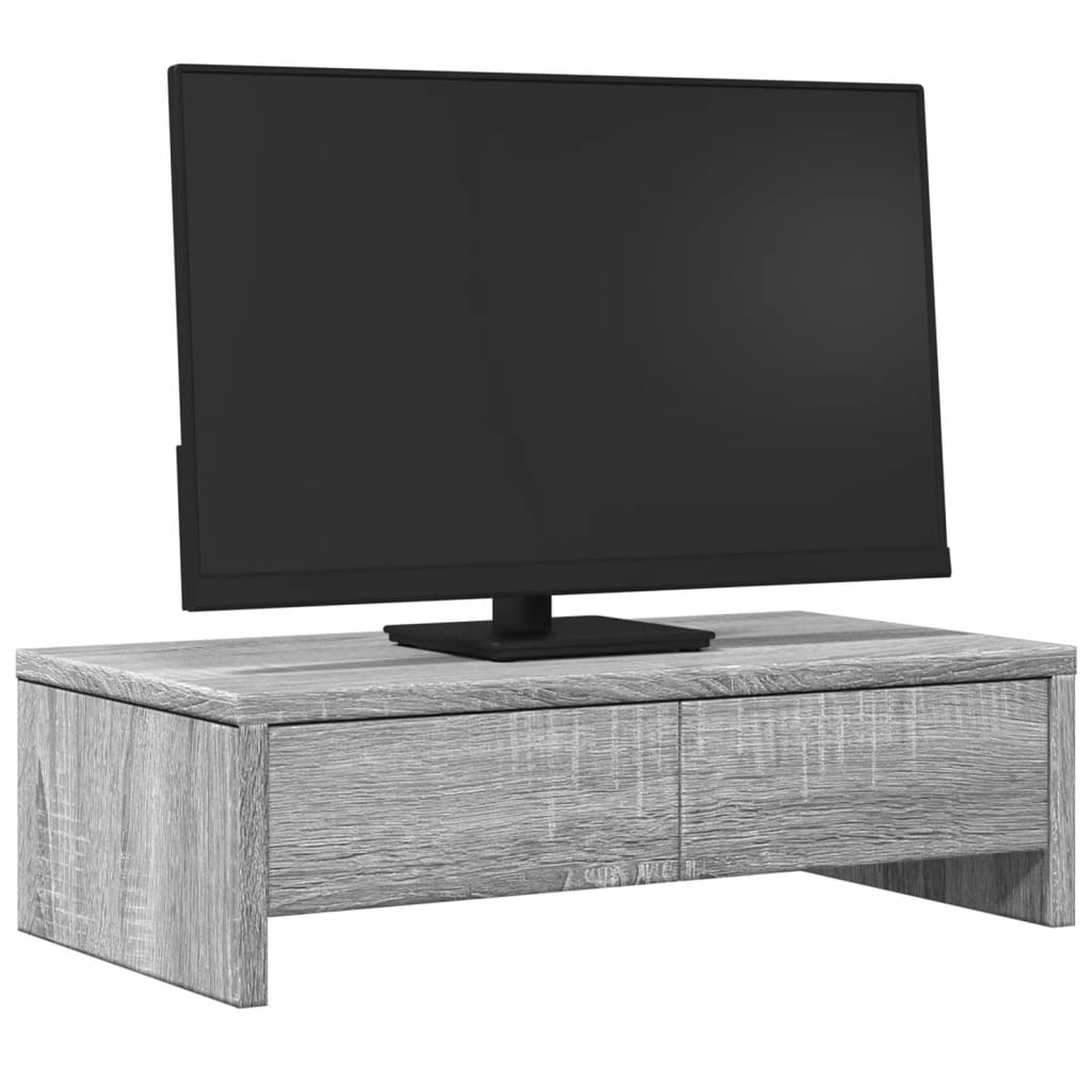 Monitor Stand with Drawers Gray Sonoma 50x27x15 cm