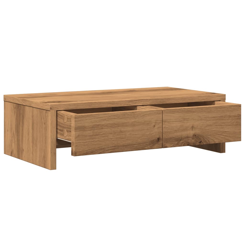 Monitor stand with drawers Artisan oak 50x27x15 cm