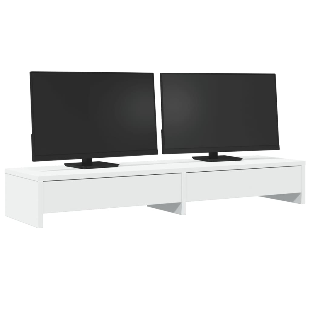 Monitorständer mit Schubladen Weiß 100x27x15 cm Holzwerkstoff