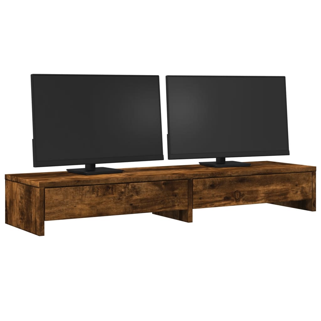Monitor stand with drawers smoked oak 100x27x15 cm