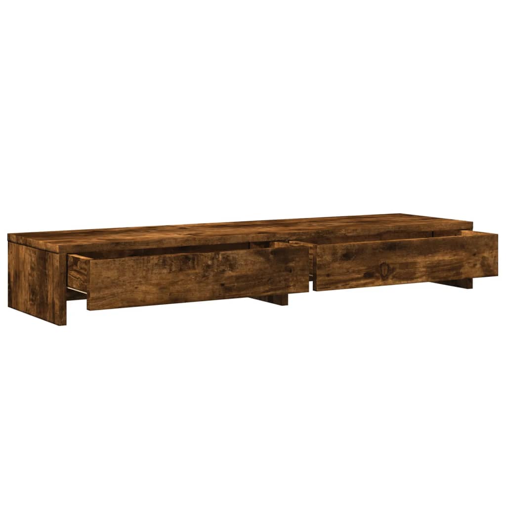 Monitor stand with drawers smoked oak 100x27x15 cm