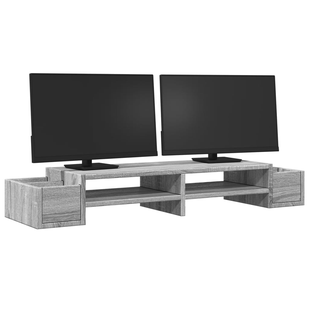 Monitor Stand with Storage Space Gray Sonoma 100x27x15 cm