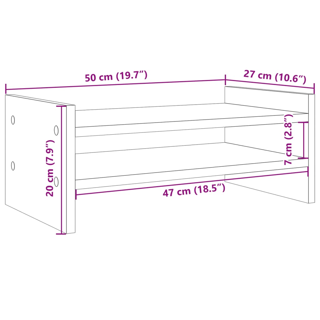 Monitorständer Eichen-Optik 50x27x20 cm Holzwerkstoff