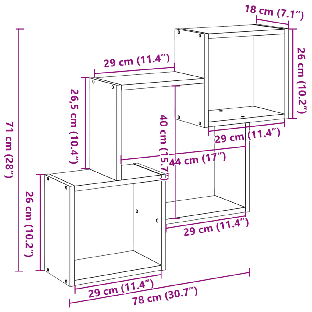 Wall cabinet 78x18x71 cm Sonoma oak wood material