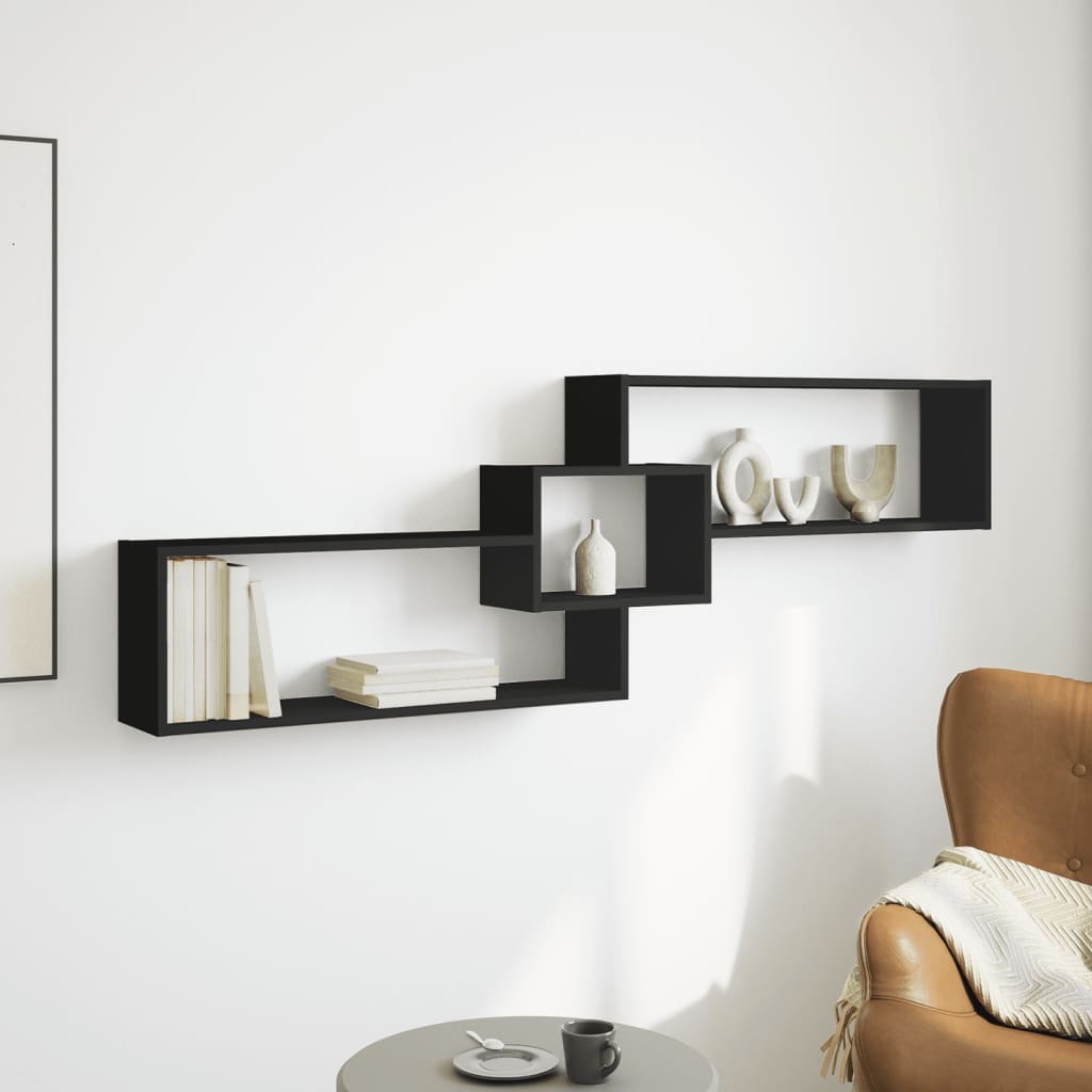 Wall Cabinet 158x18x53 cm Black Wood Material